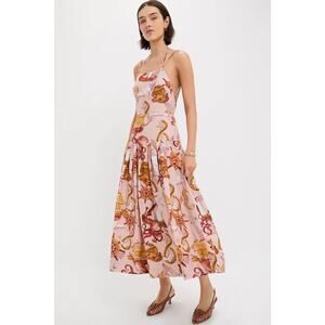 FARM RIO Nautical Wonder Pink Strappy Maxi Dress Size M NWT